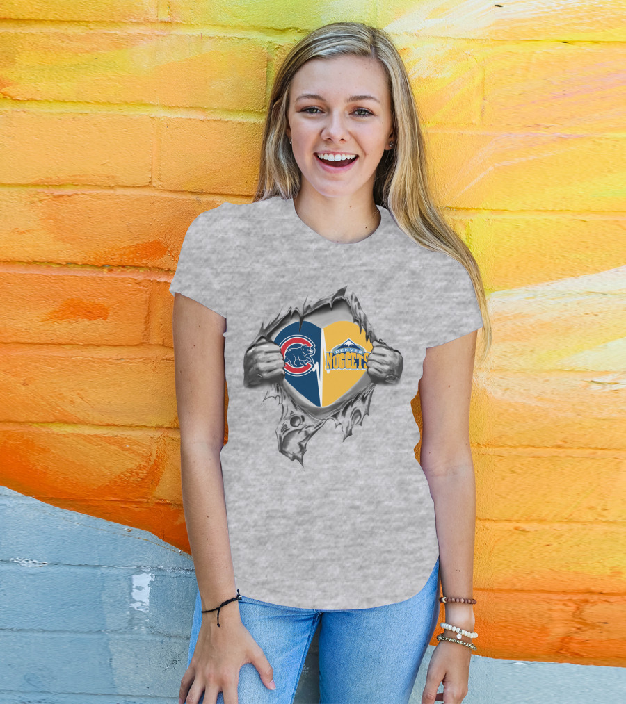 Chicago Cubs Denver Nuggets Heart T-Shirt