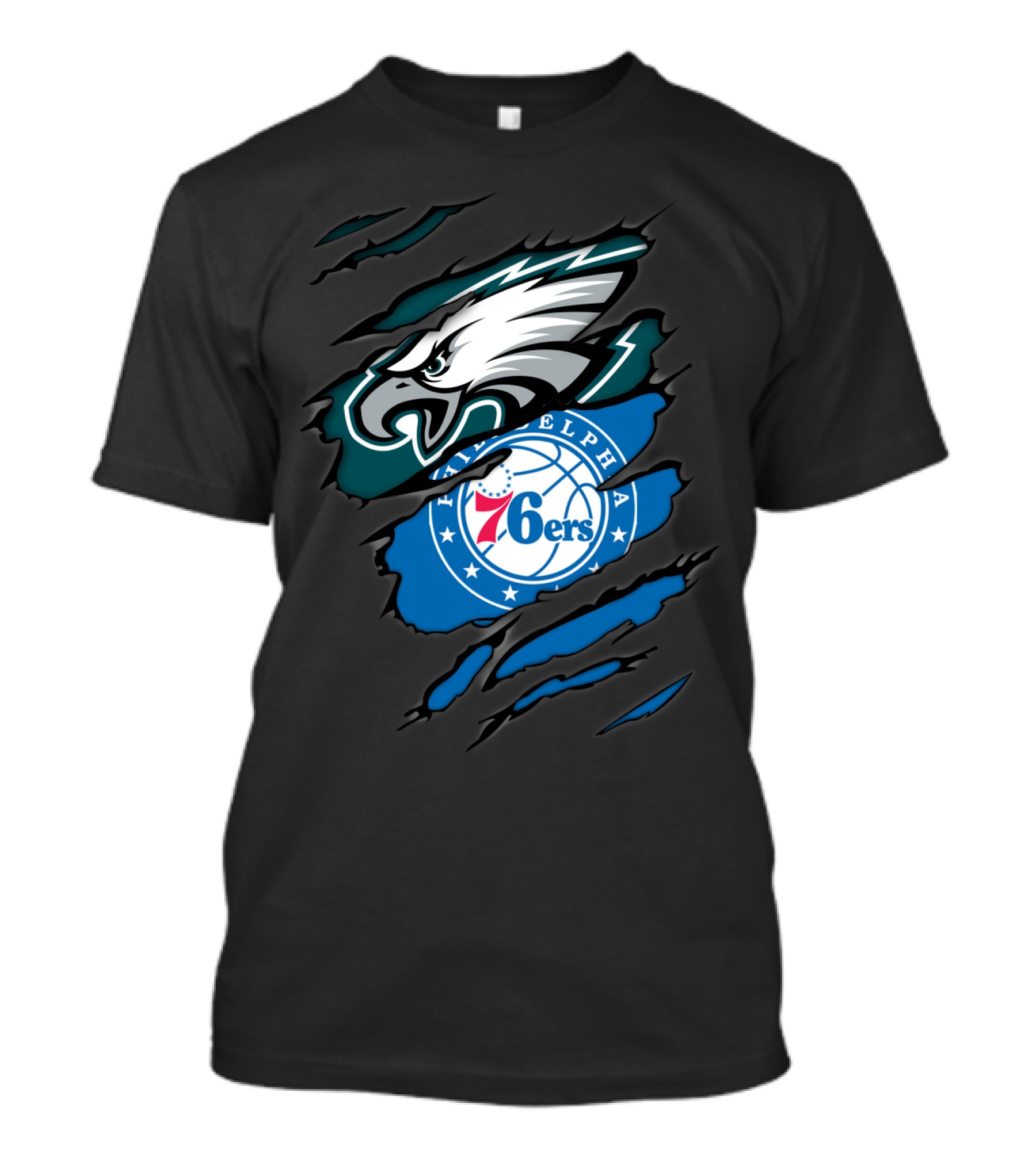 Philadelphia Eagles 76ers Torn Fusion T-Shirt