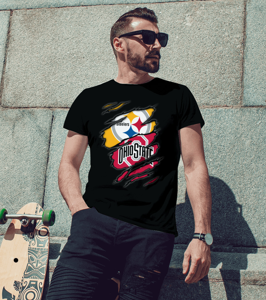 Steelers And Ohio State Logo Fusion T-Shirt