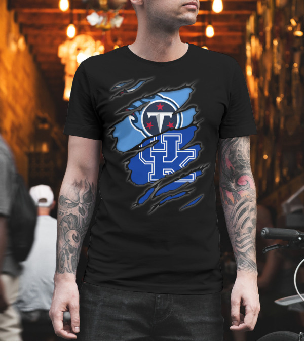 Tennessee Titans Logo with Kentucky Wildcats Emblem T-Shirt Tennessee Titans Logo with Kentucky Wildcats Emblem T-Shirt