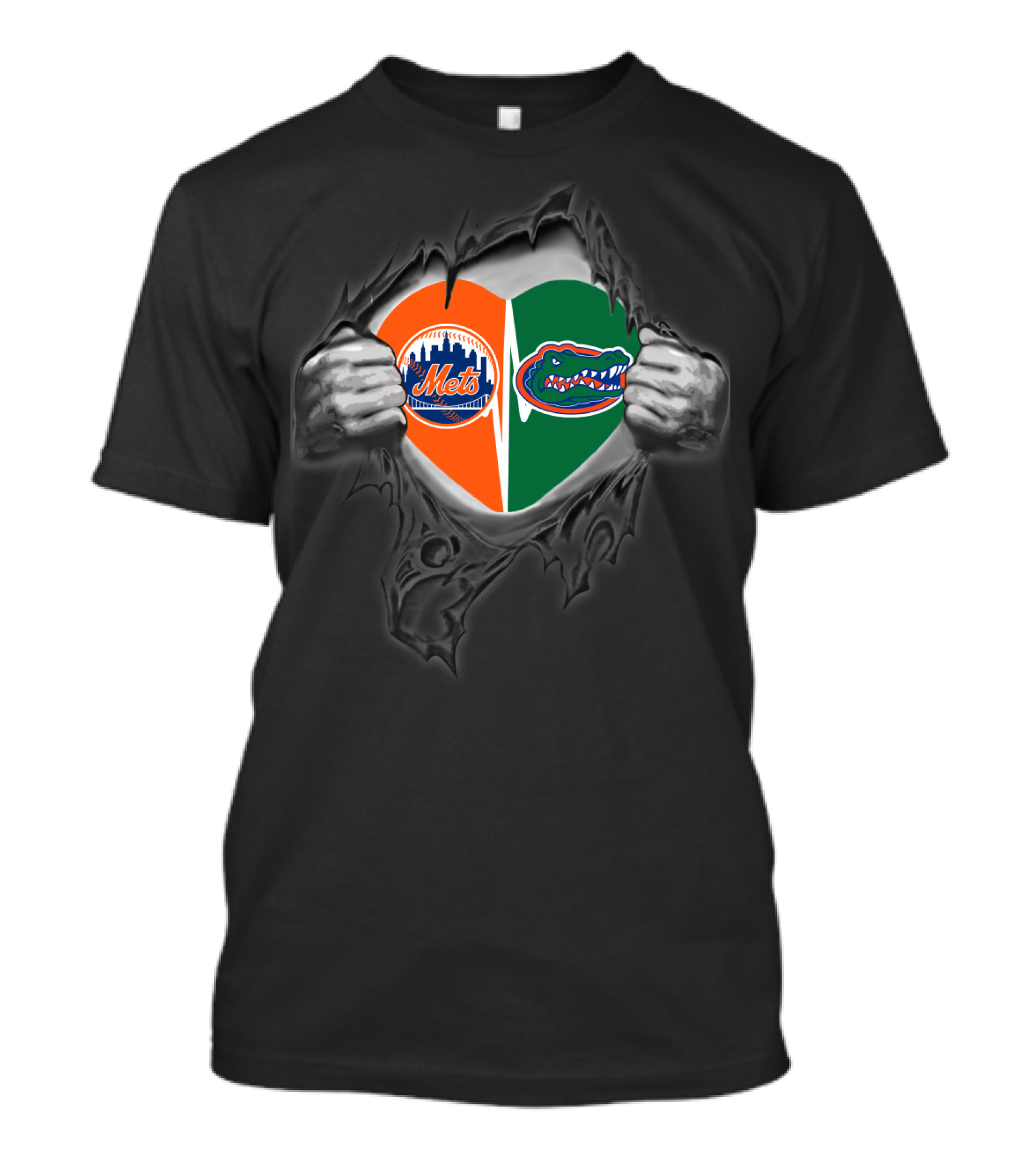 Mets Gators Heart With Torn T-Shirt