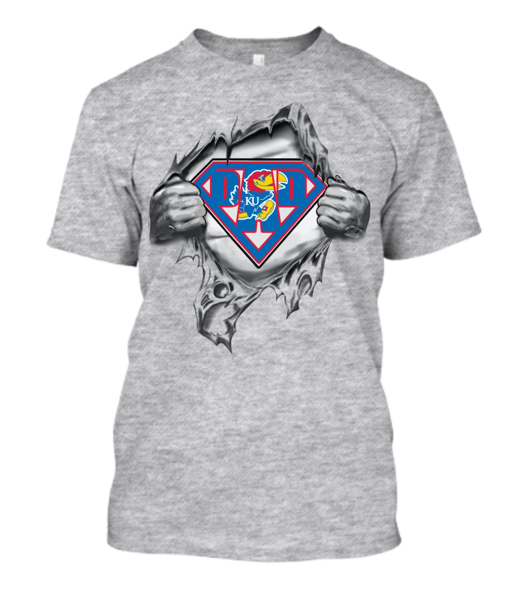 KU Kansas Jayhawks Superman Logo Tear T-Shirt