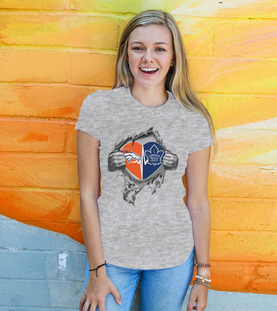 Broncos Toronto Maple Leafs Heart Logo Passion Fan Pride T-Shirt