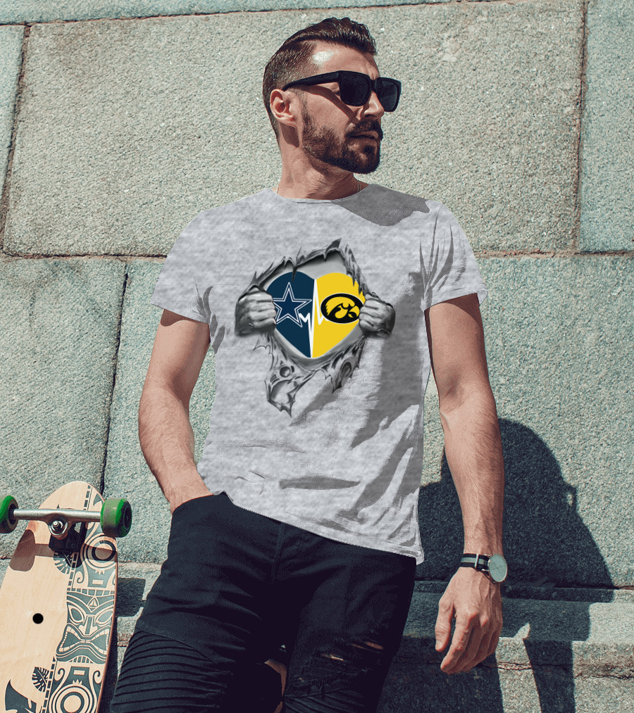 32 Cowboys Iowa It's In My Heart Cowboys Star Hawkeyes Heartbeat T-Shirt