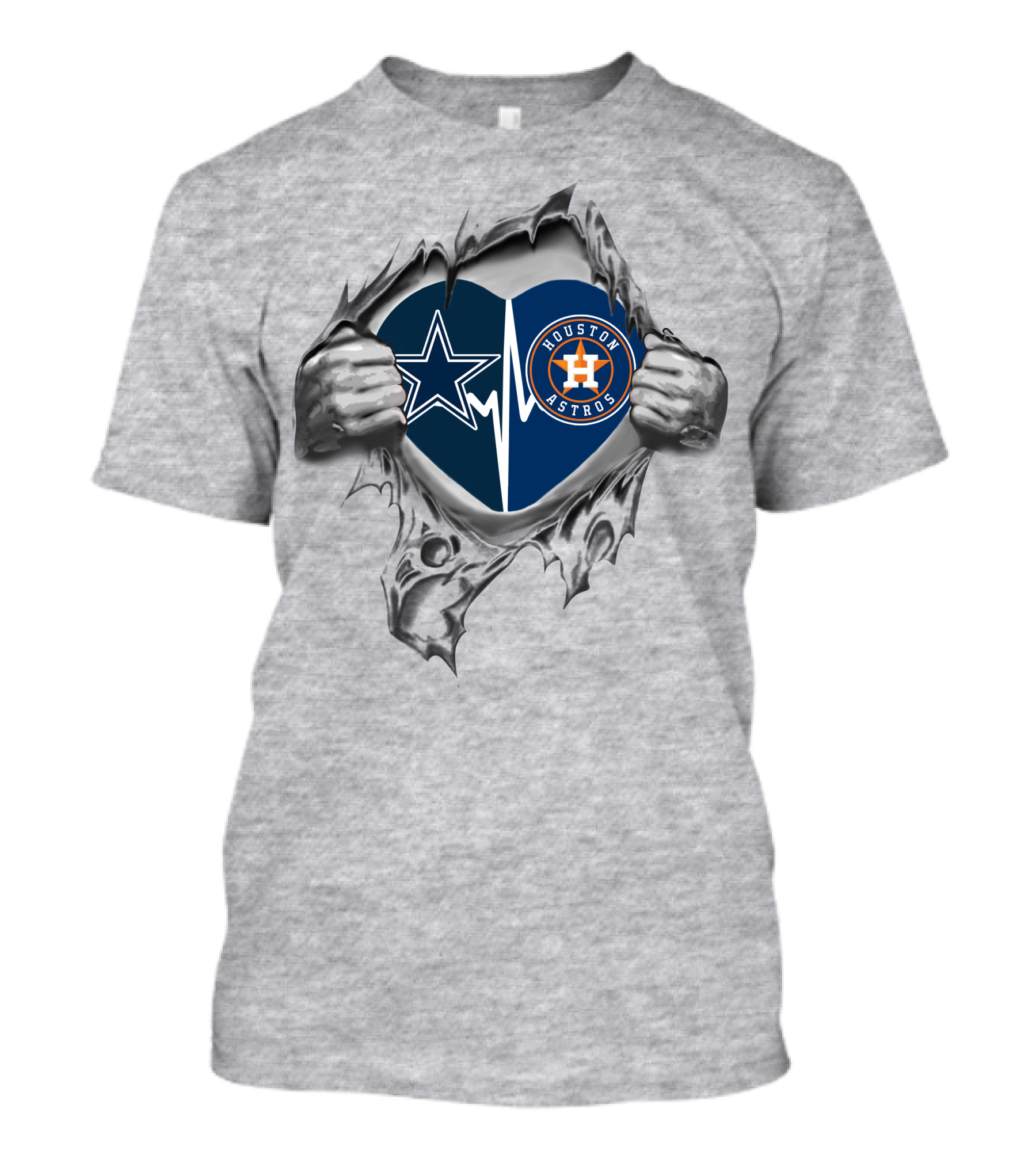 Dallas Cowboys Houston Astros Heartbeat Loyalty T-Shirt