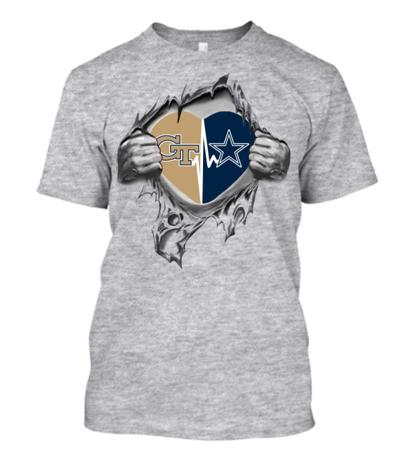 Cowboys GT Heart Logo With Georgia Tech And Cowboys Symbols T-Shirt