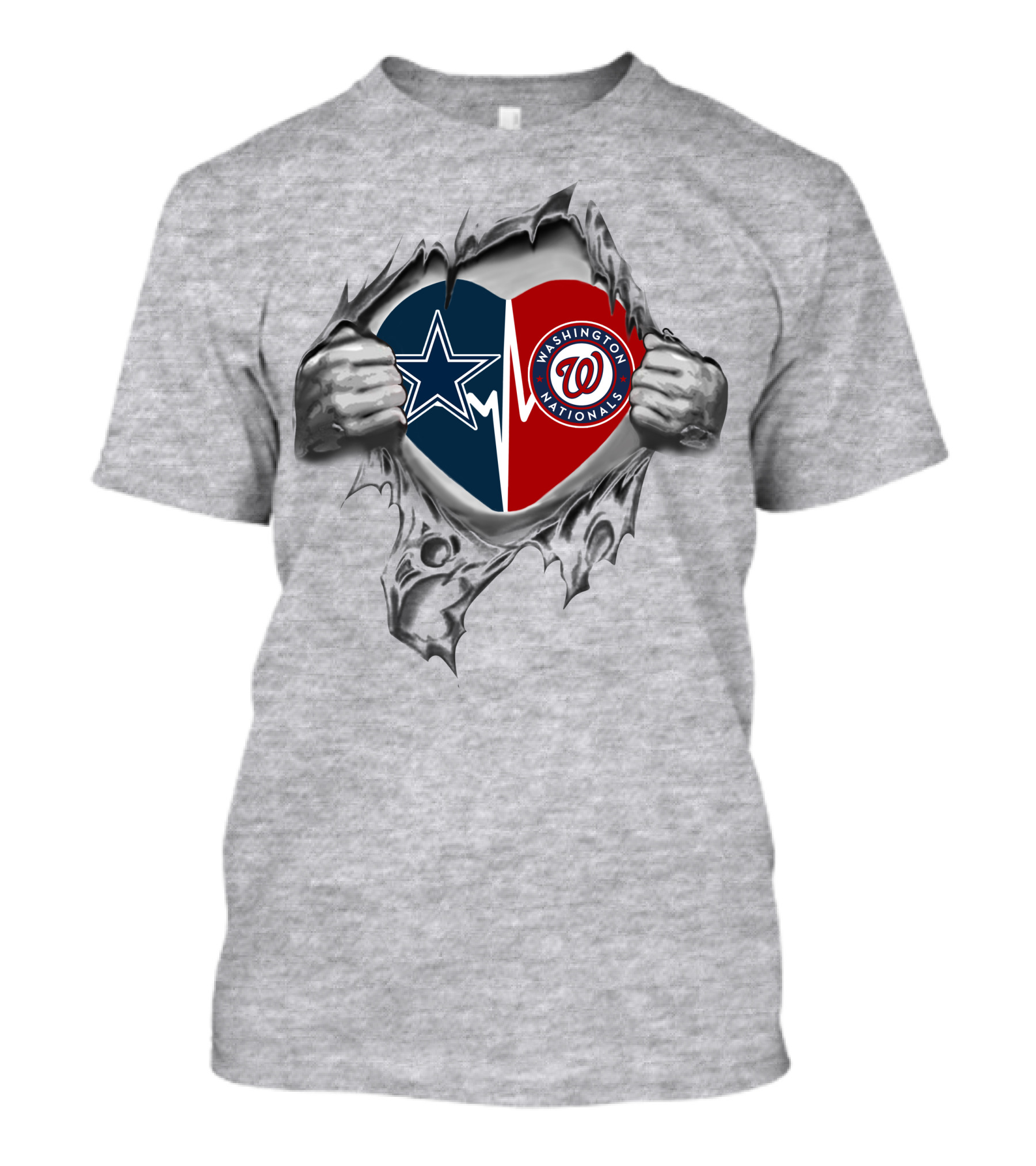 Cowboys Washington Nationals Heart Ripped Open Loyalty T-Shirt