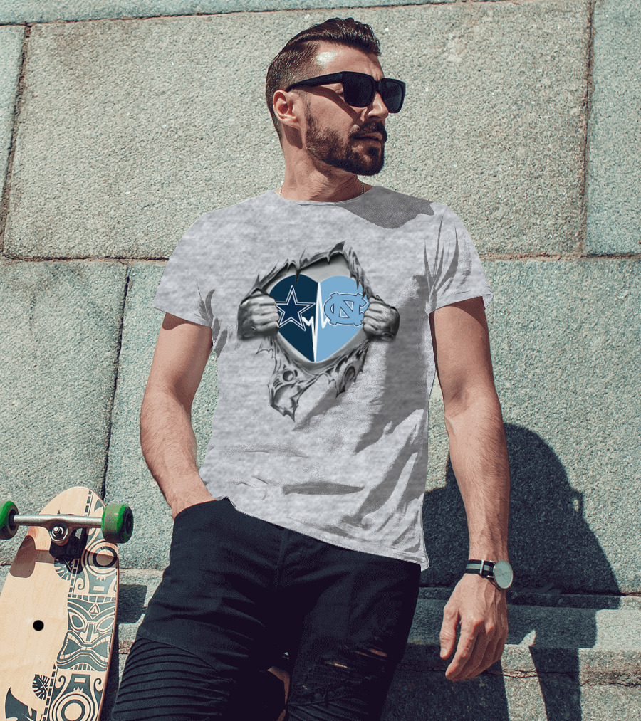 Cowboys Tar Heels Heartbeat Split T-Shirt