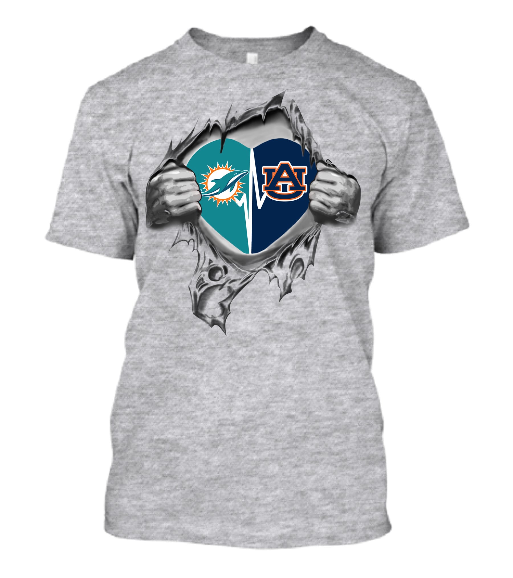 Auburn Heart Dolphins Miami Its In My Heart Auburn T-Shirt