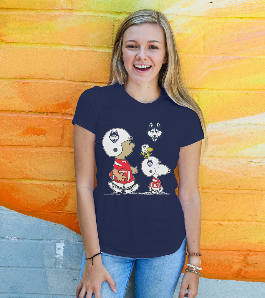 Connecticut Huskies Football Snoopy Woodstock Peanuts T-Shirt