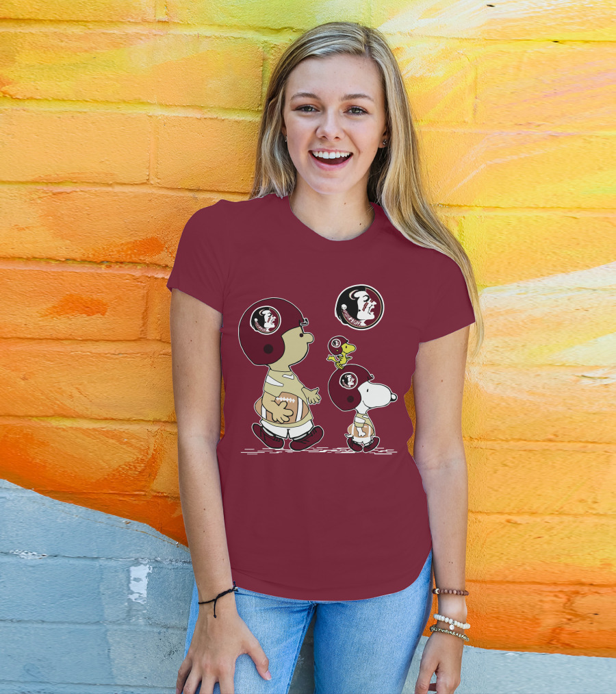 FSU Seminoles Snoopy And Woodstock Football Helmet T-Shirt