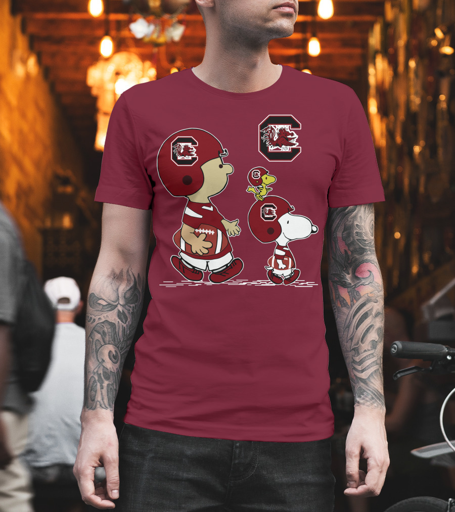 South Carolina Gamecocks Snoopy Football Peanuts Characters T-Shirt