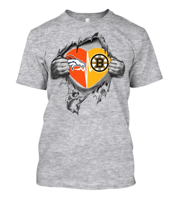 Broncos Bruins Heart Logo Torn Roots T-Shirt