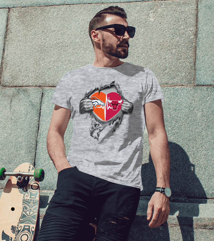 Broncos Bulls Heartbeat Passion T-Shirt