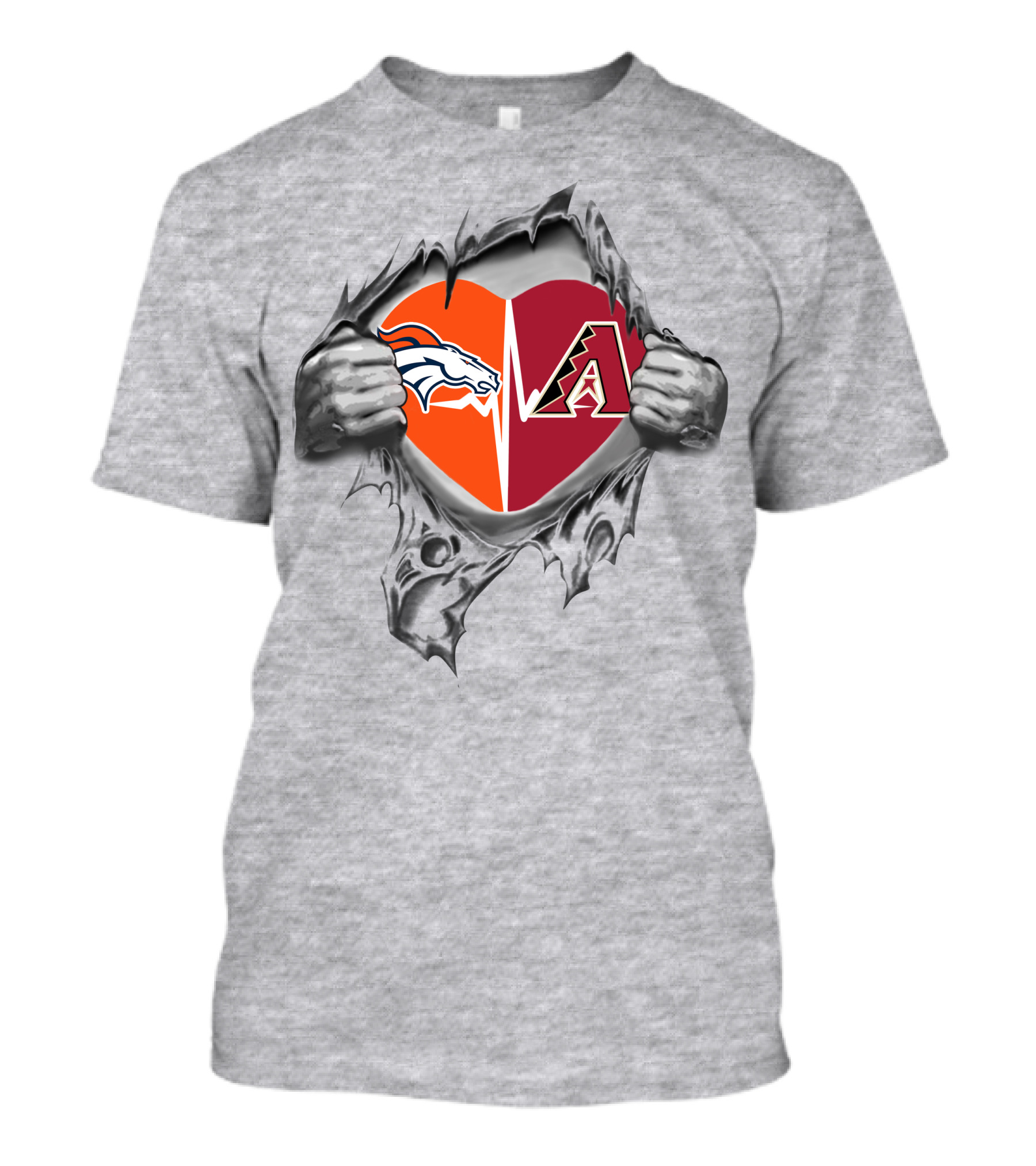 Broncos Diamondbacks Heartbeat Passion Broncos In My Heart T-Shirt