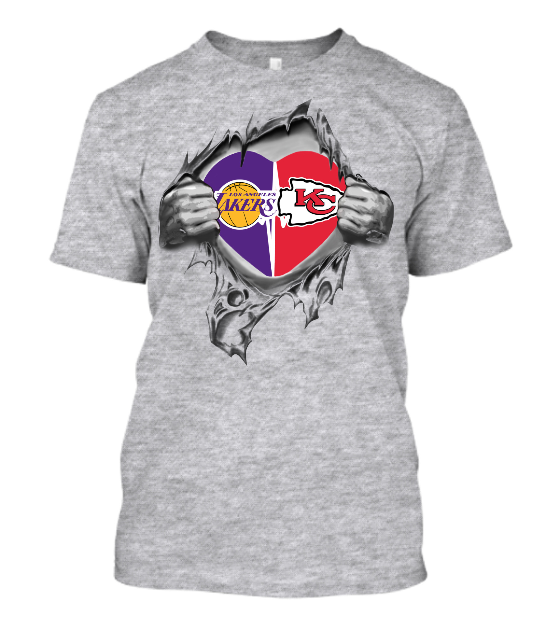 Los Angeles Lakers Kansas City Chiefs Heart Logo T-Shirt