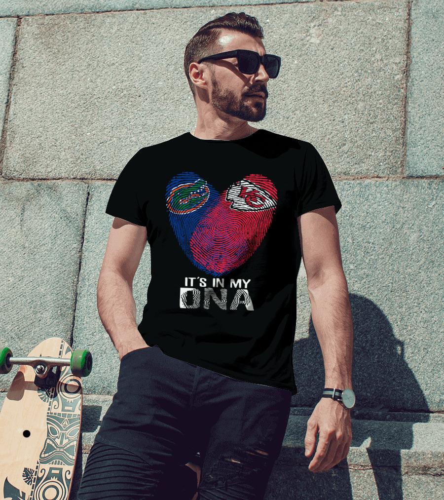It's In My DNA Gators Chiefs Fingerprint Heart T-Shirt