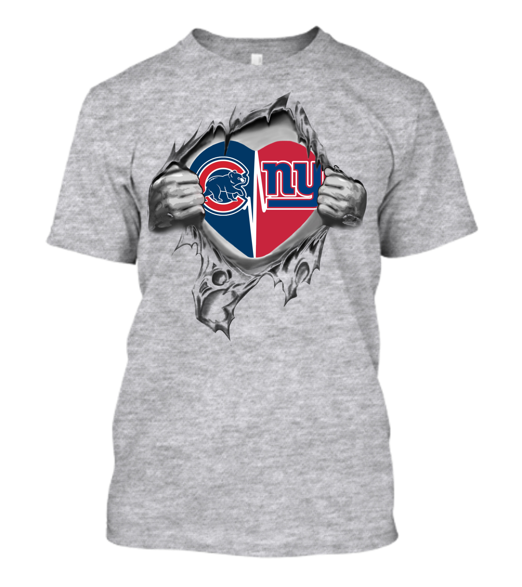 Cubs Giants Heart Dual Team Loyalty Tear Open T-Shirt