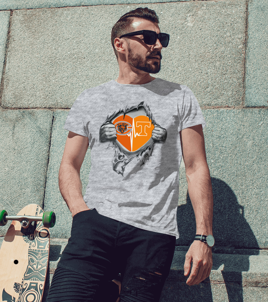Chicago Bears Tennessee Volunteers Heartbeat Passion T-Shirt