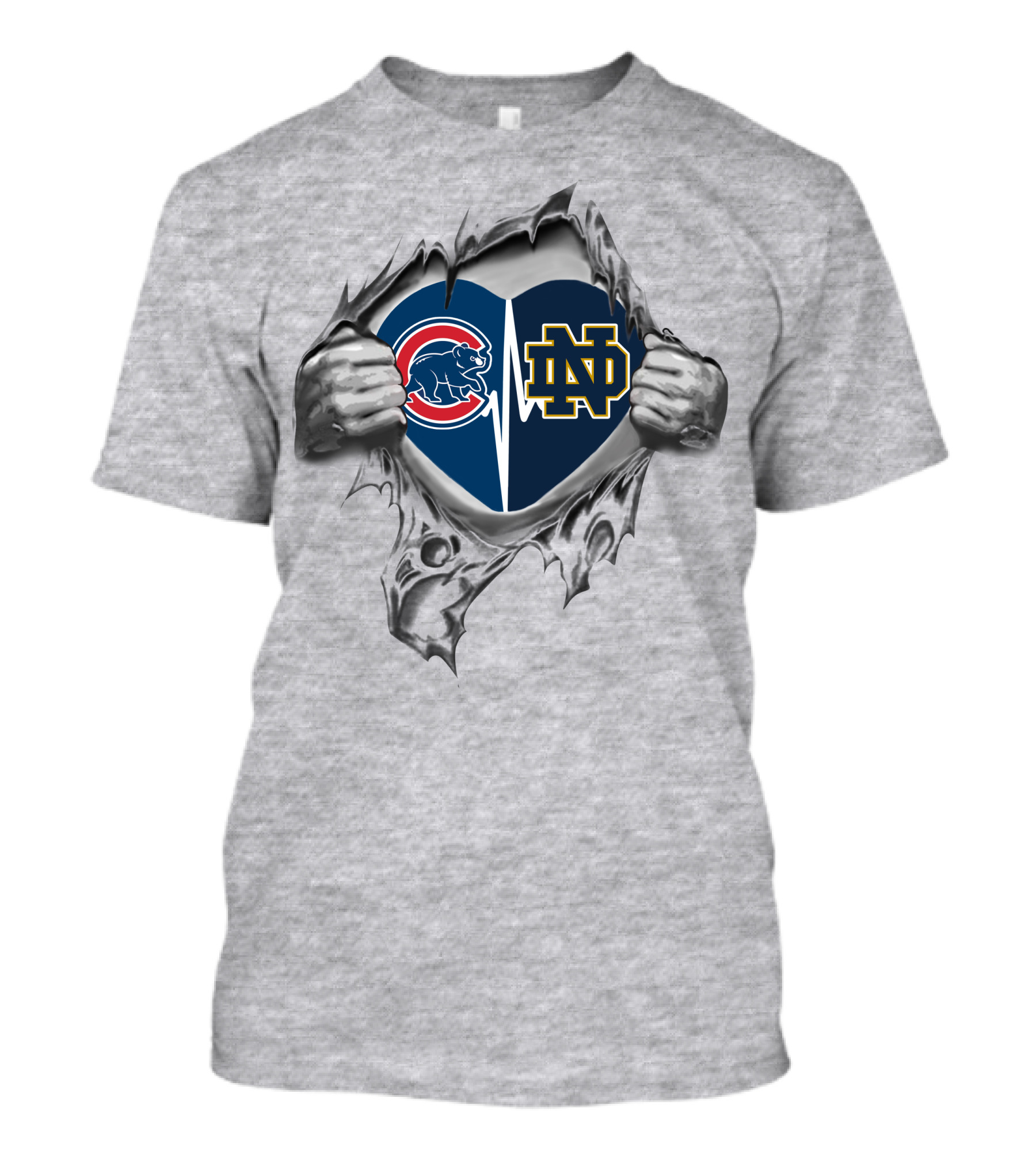 Cubs Notre Dame Heartbeat Rip T-Shirt