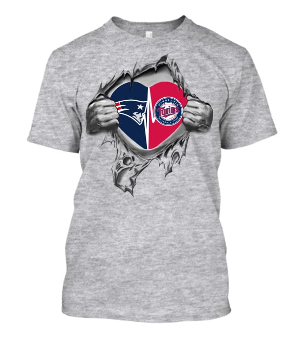 New England Patriots And Minnesota Twins Heart Connection T-Shirt