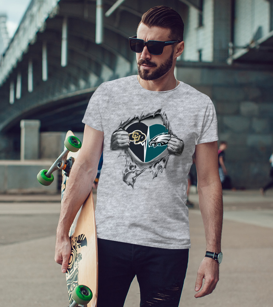 Eagles Buffaloes Heart Design Featuring Football T-Shirt