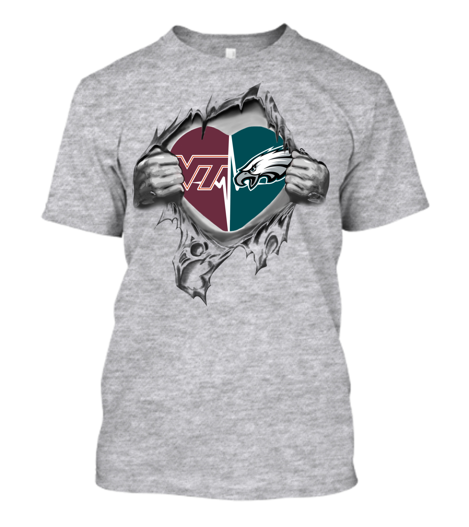 VT Hokies And Eagles Heart T-Shirt