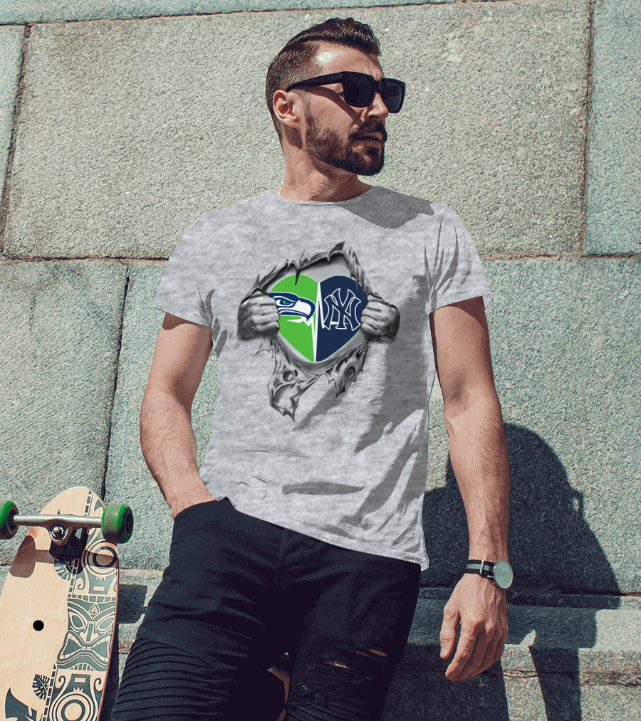 Seahawks Yankees Heart Icons T-Shirt