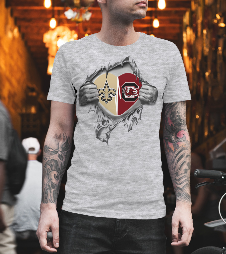 Saints Gamecocks Heart Hands Logo Passion T-Shirt