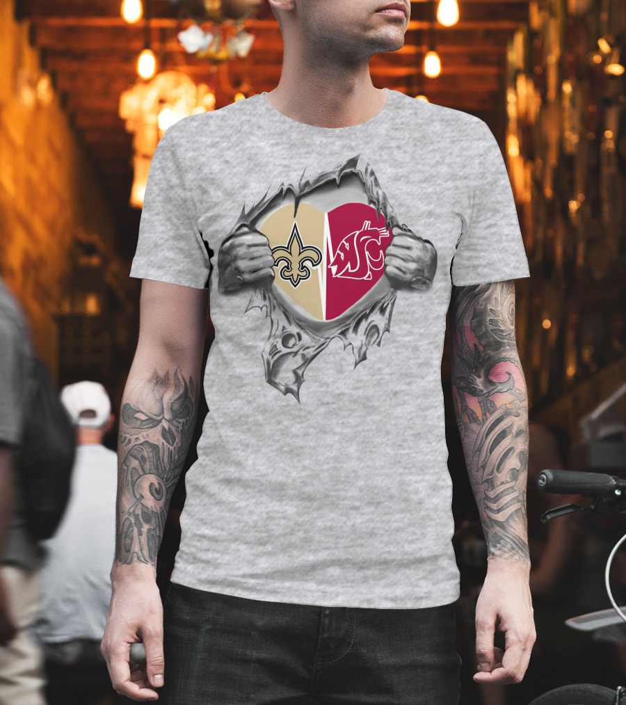 Saints Washington State Cougars Heart It's In My Heart T-Shirt