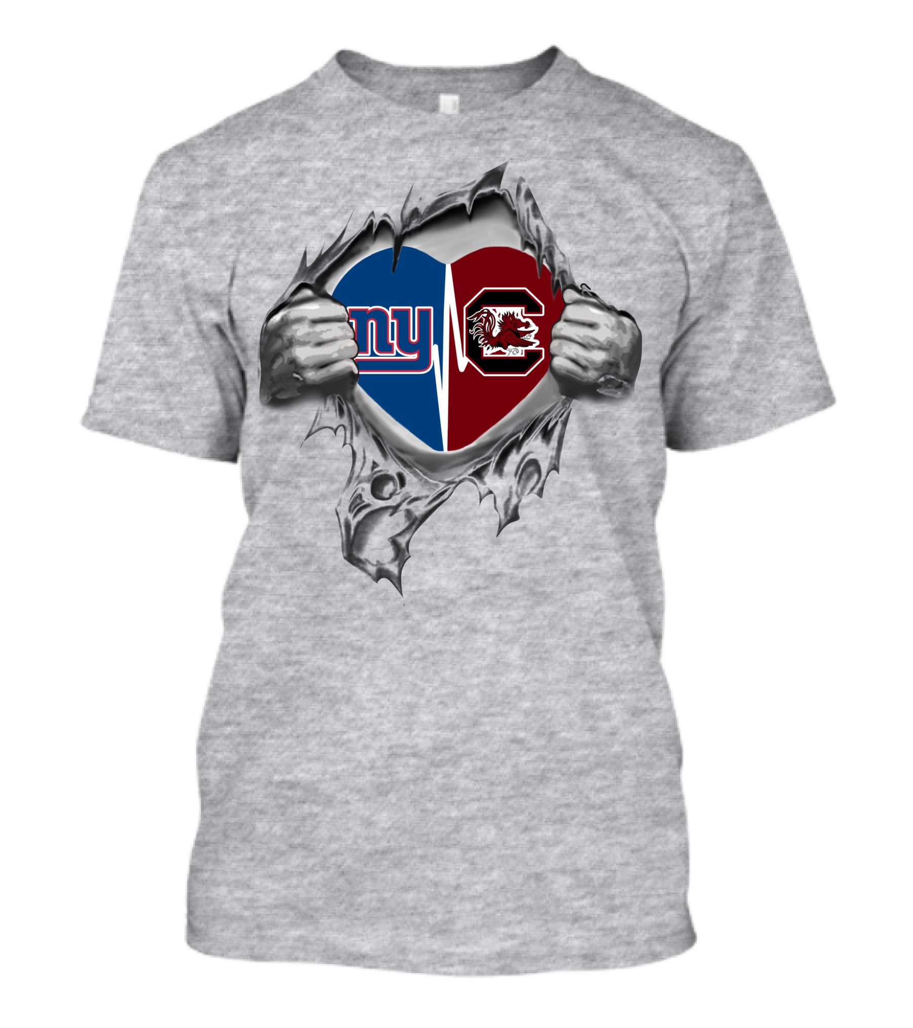 New York Giants South Carolina Gamecocks Heart T-Shirt