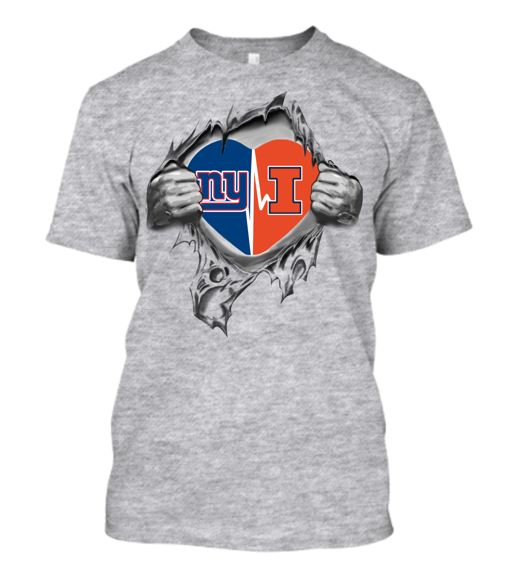 Giants Illinois NY Heart Divide T-Shirt
