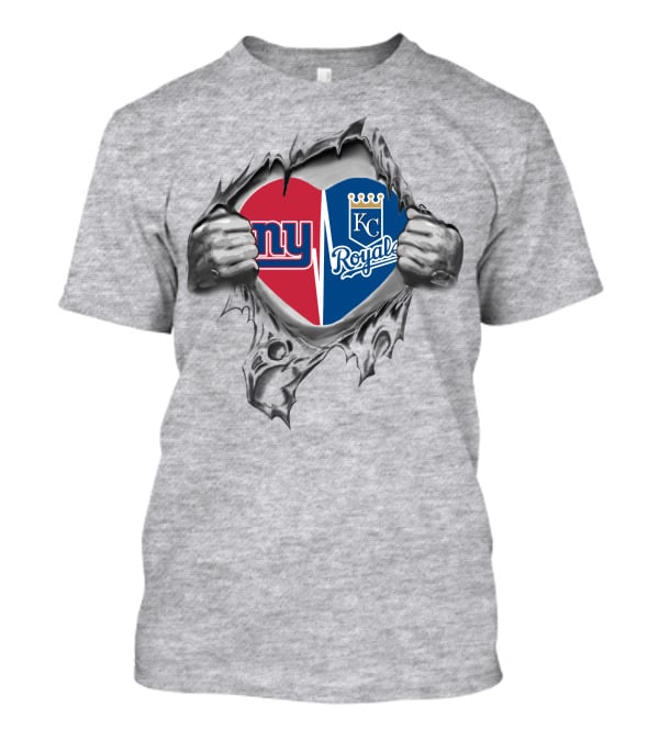 Giants Royals Heartbeat Fan Logo Mashup T-Shirt