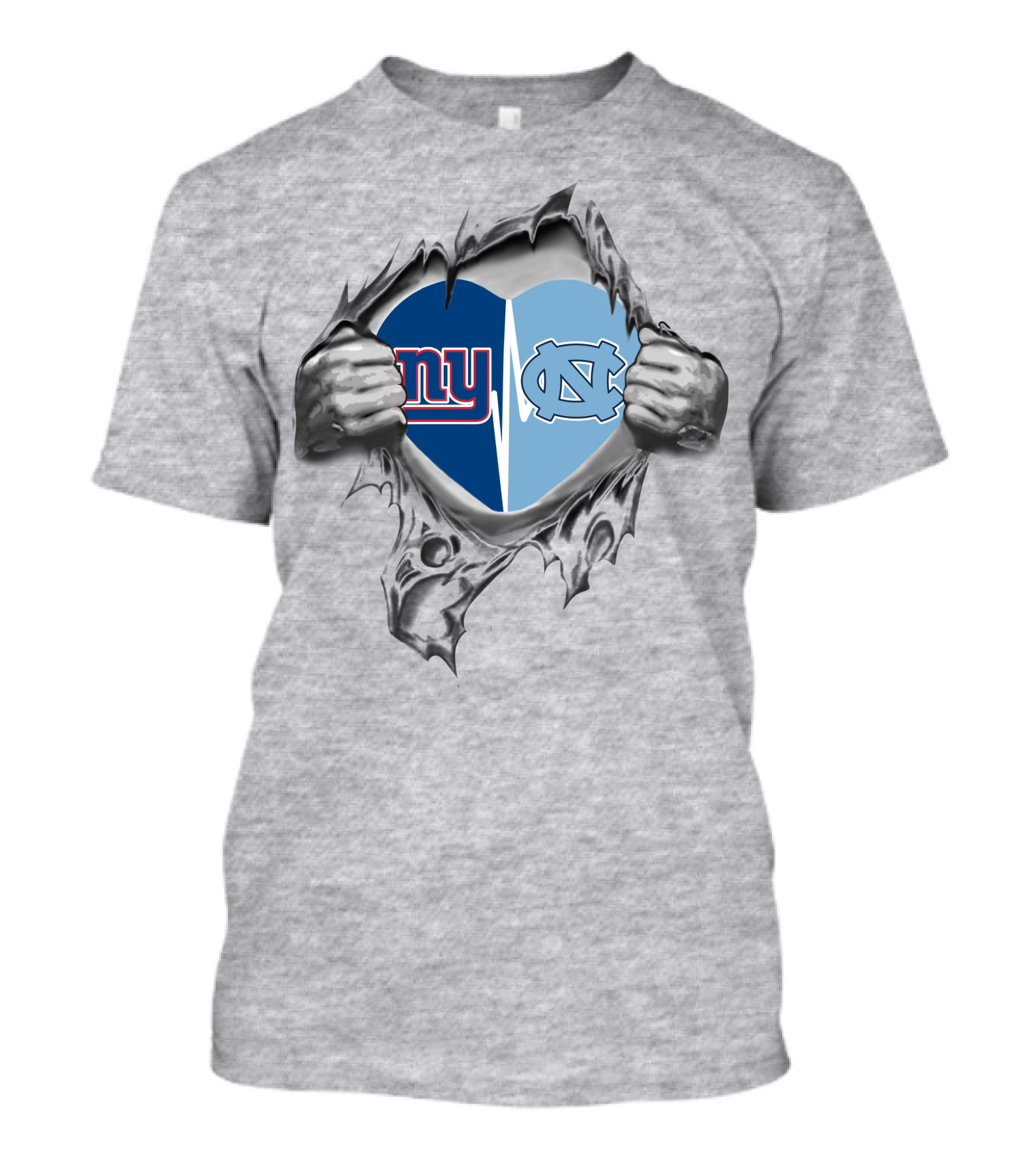 Giants Tar Heels Heart With New York North Carolina T-Shirt
