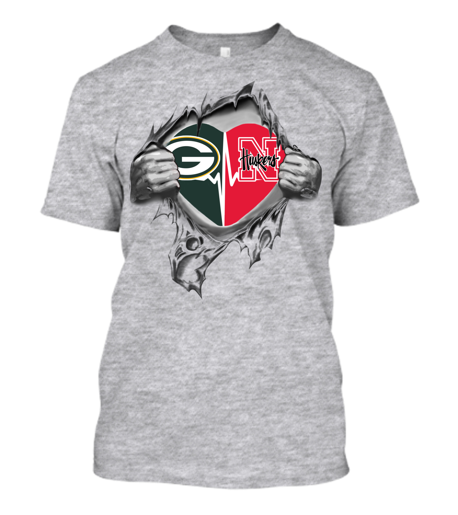 Green Bay Packers Nebraska Cornhuskers Heart T-Shirt