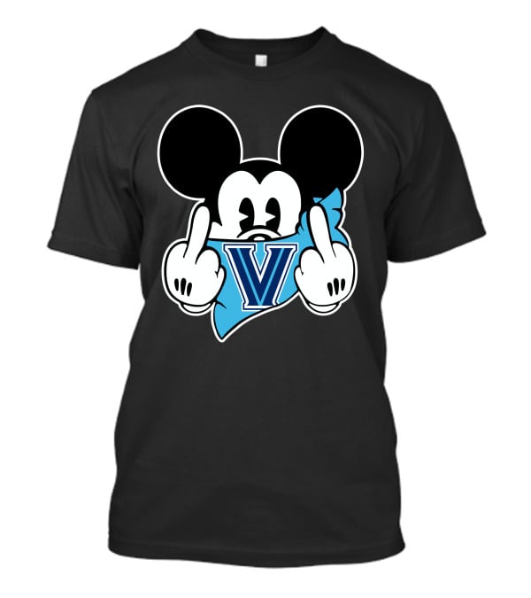 Mickey Villanova Wildcats Logo Middle Finger T-Shirt