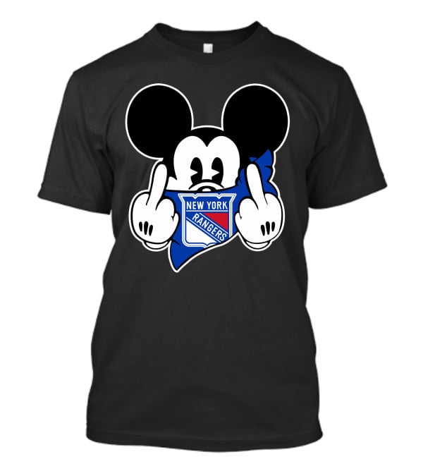 New York Rangers Mickey Middle Fingers Graphics T-Shirt