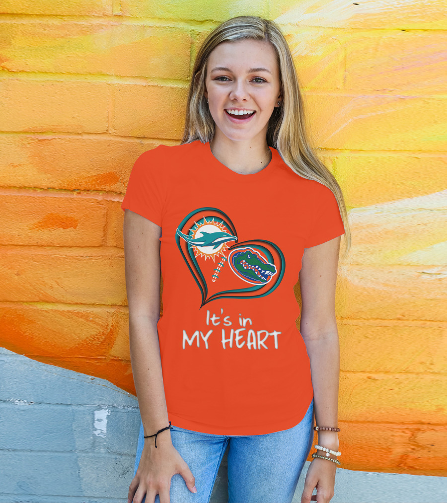 Miami Dolphins Florida Gators It's In My Heart T-Shirt