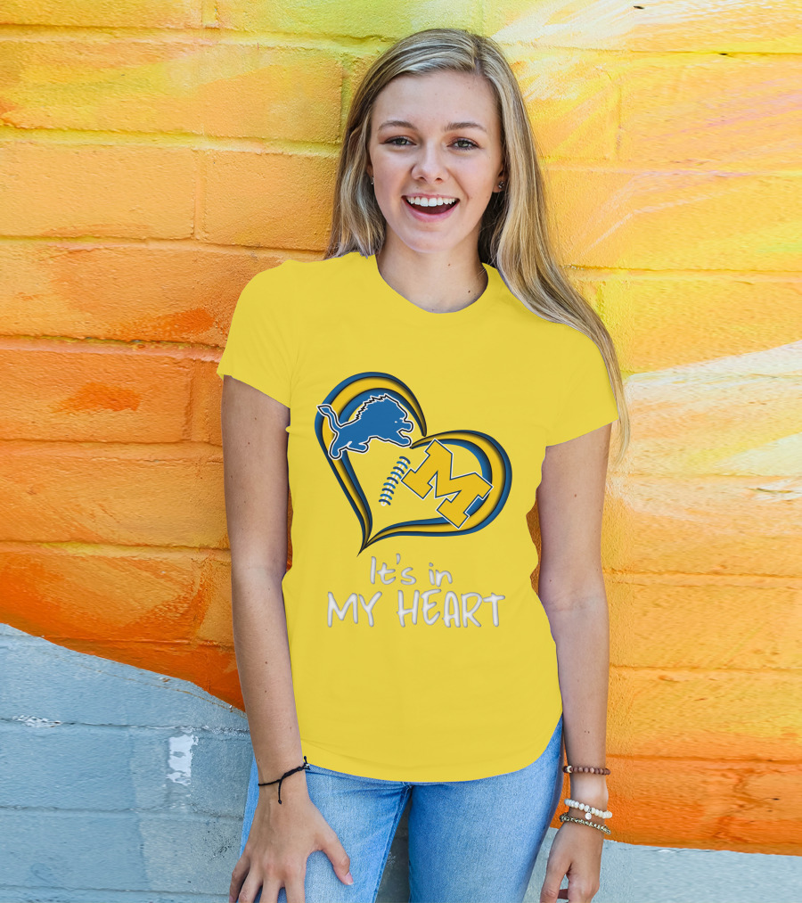 Lions Michigan M Heart It's In My Heart T-Shirt