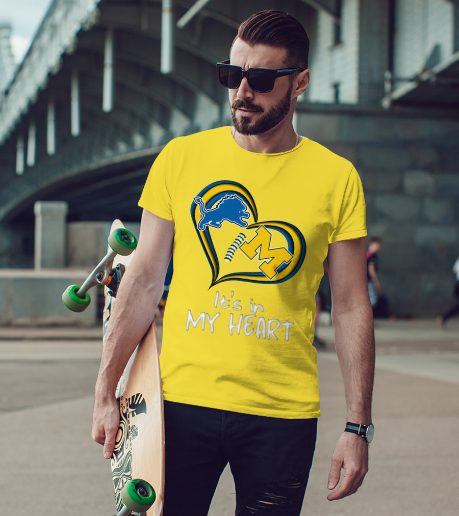 Lions Michigan M Heart It's In My Heart T-Shirt