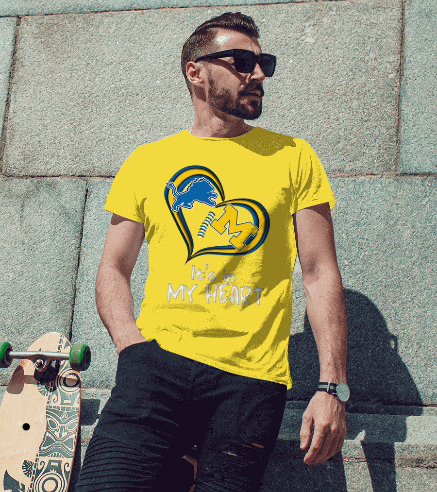 Lions Michigan M Heart It's In My Heart T-Shirt