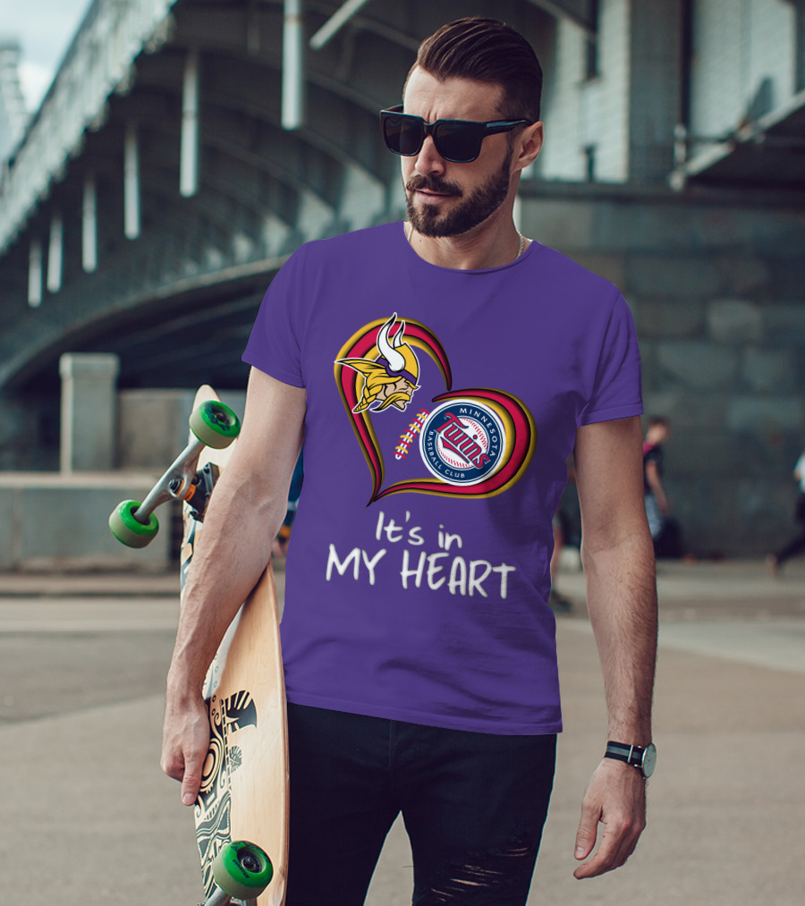 Minnesota Vikings Twins Baseball Club It's In My Heart T-Shirt