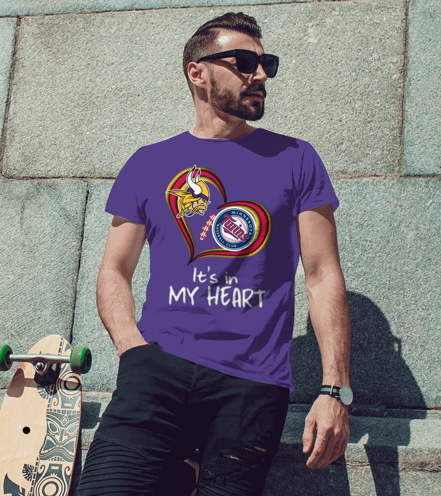 Minnesota Vikings Twins Baseball Club It's In My Heart T-Shirt
