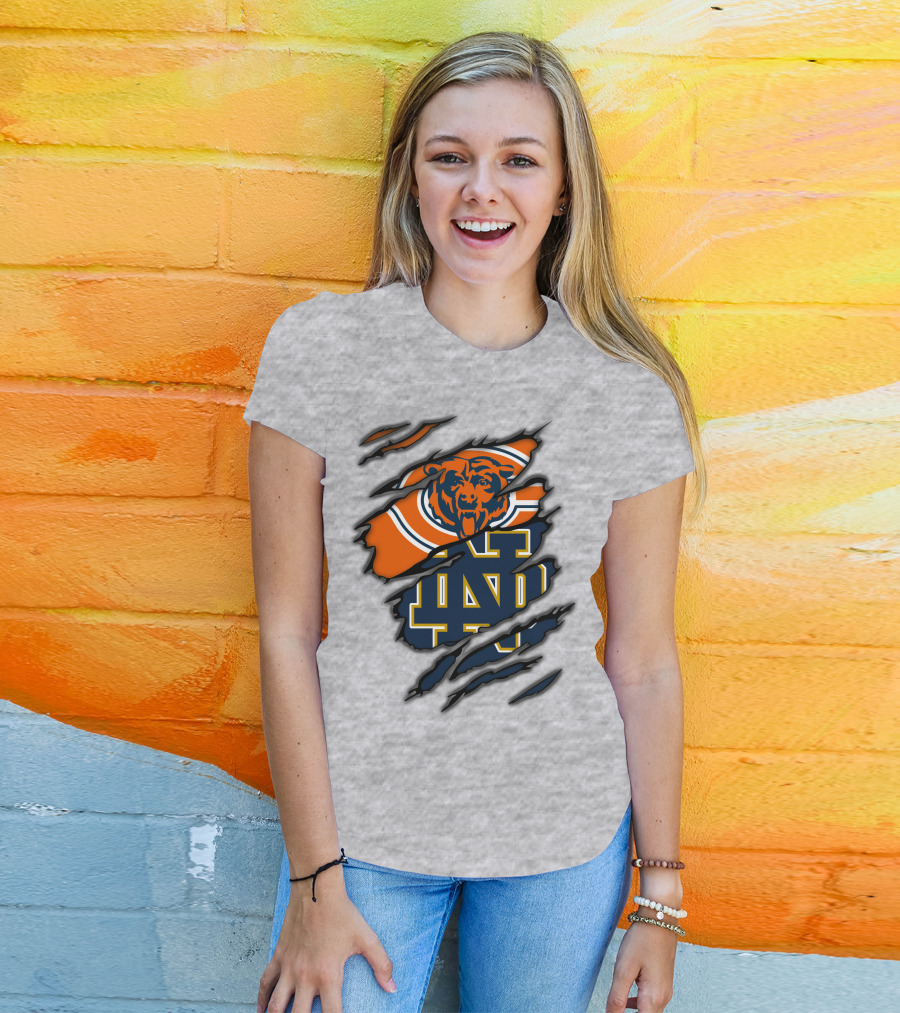 Chicago Bears Notre Dame Fighting Irish Crossover T-Shirt