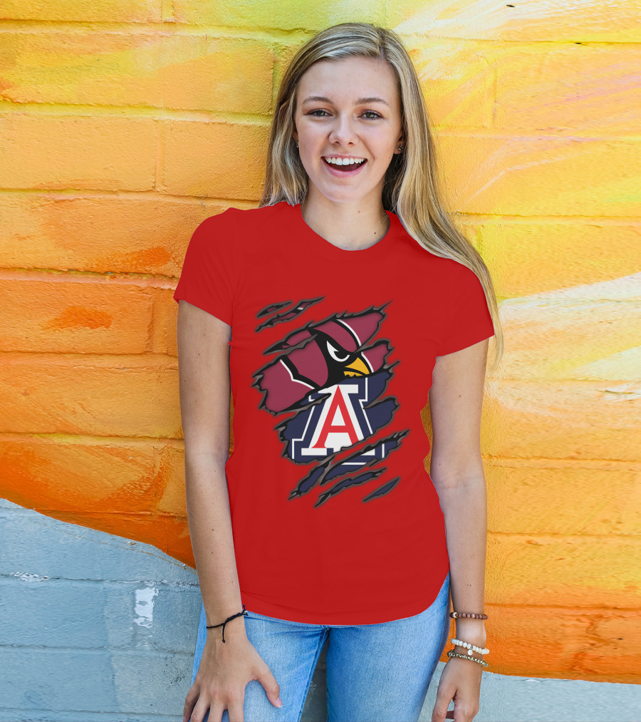 Arizona Cardinals University Wildcats Logo Fusion T-Shirt