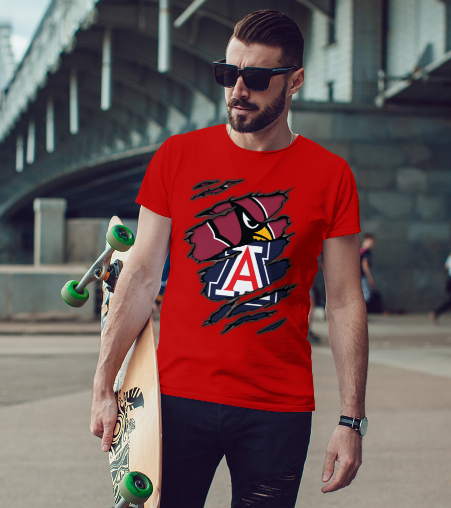 Arizona Cardinals University Wildcats Logo Fusion T-Shirt