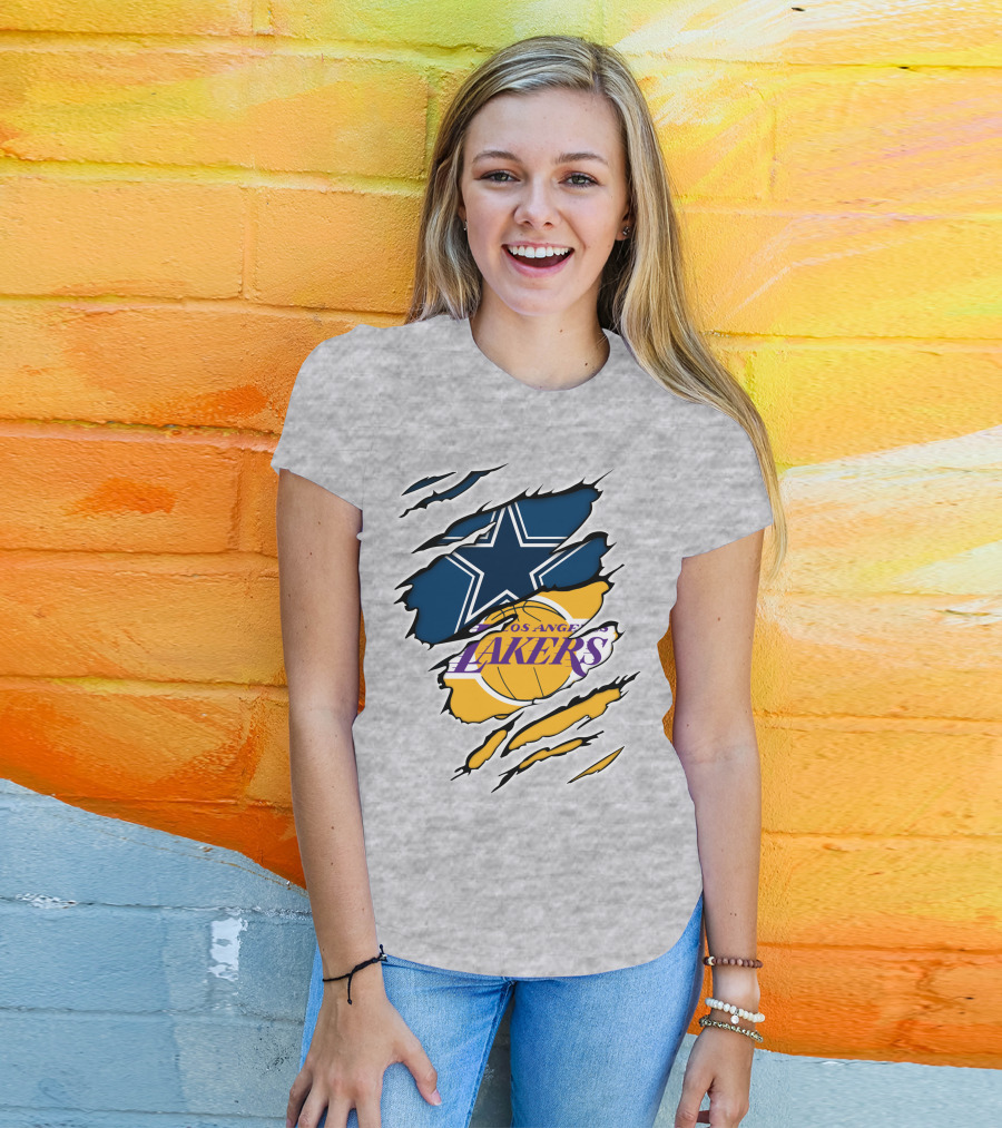 Dallas Cowboys Los Angeles Lakers Logo Mashup T-Shirt
