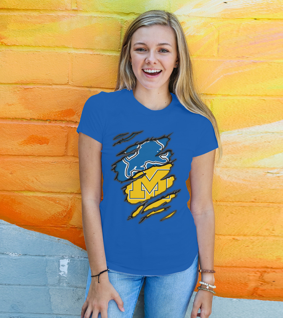 Detroit Lions Michigan Wolverines Crossover T-Shirt