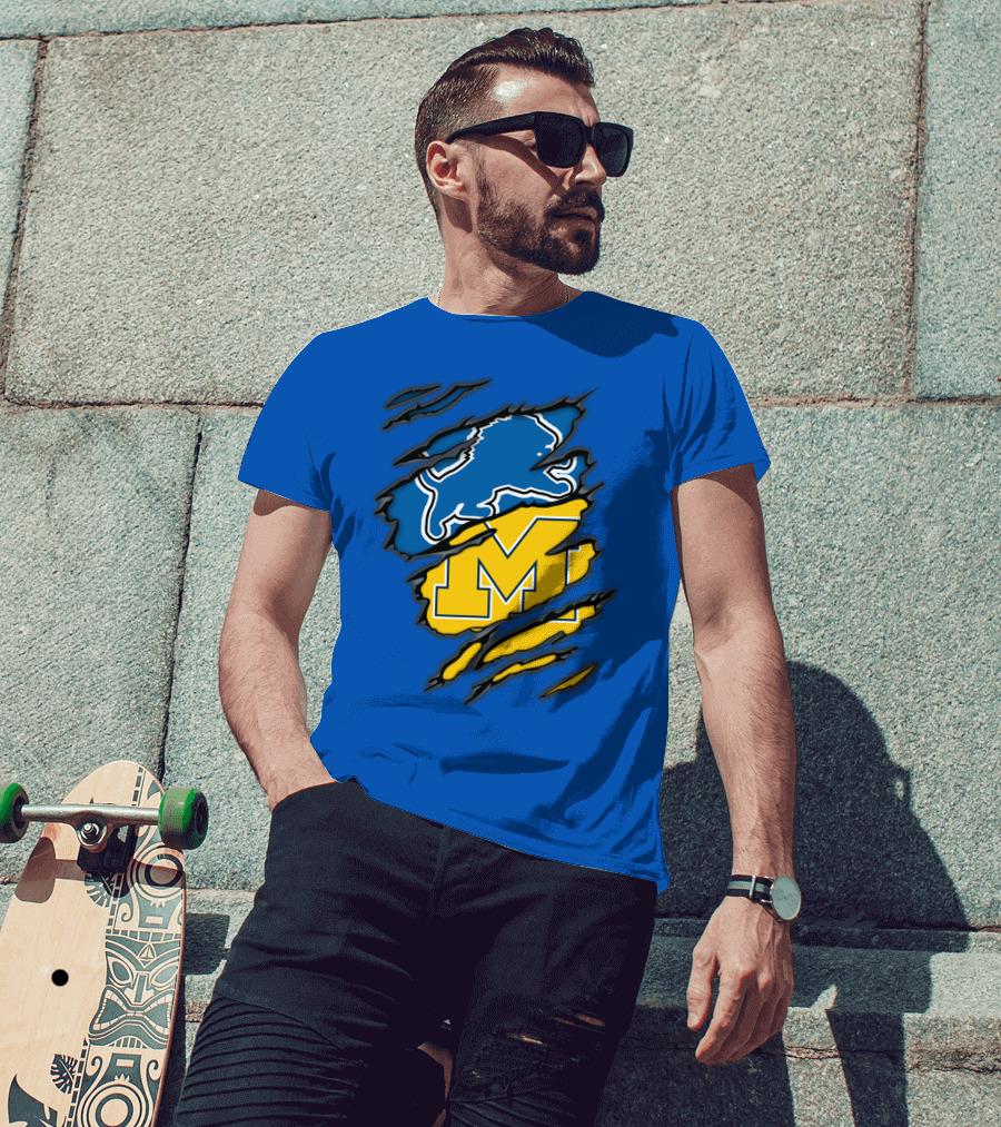 Detroit Lions Michigan Wolverines Crossover T-Shirt