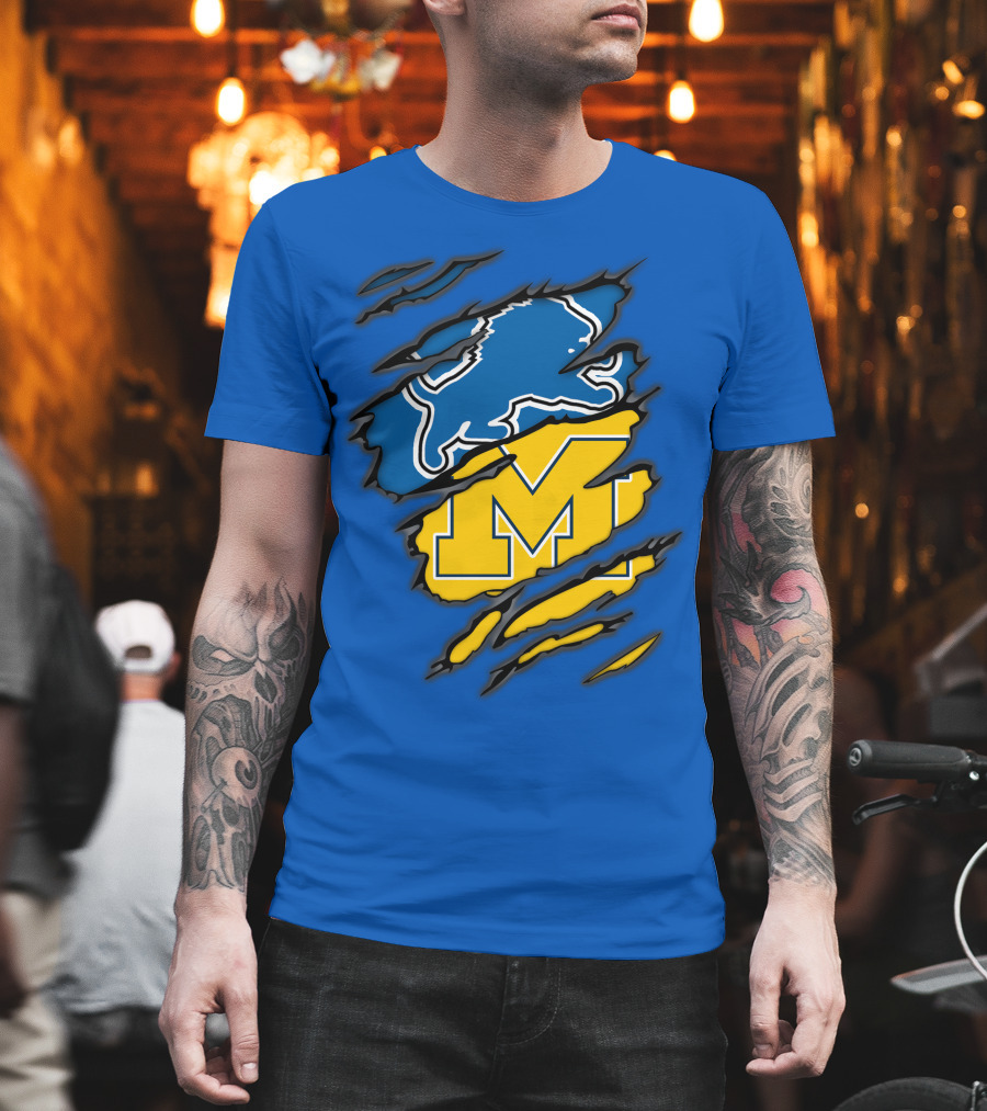 Detroit Lions Michigan Wolverines Crossover T-Shirt